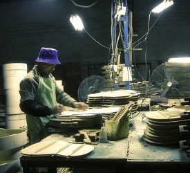 Inside the guitar factory in mainland China.